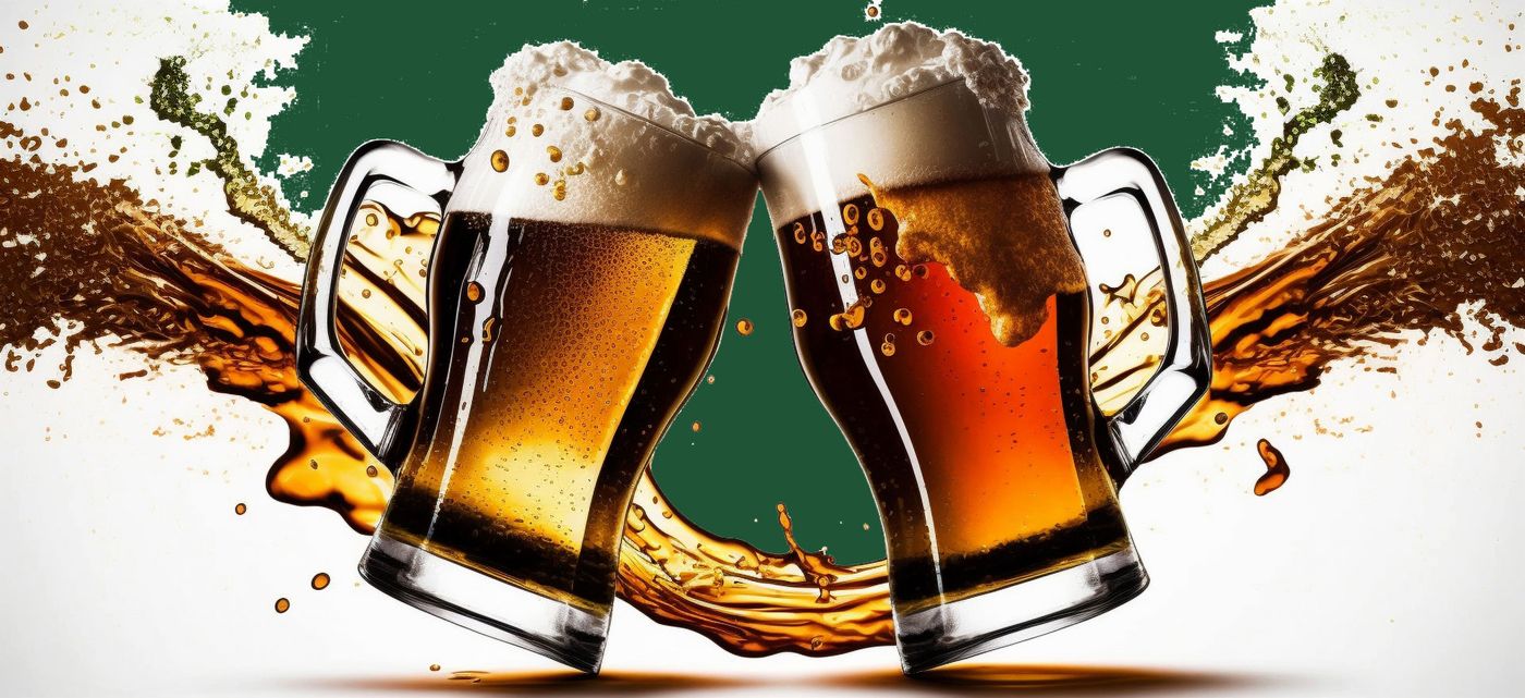 ビールのジョッキで乾杯する様子